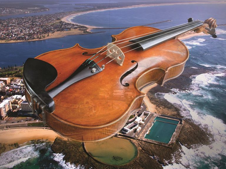Newcastle Music Festival violin over city