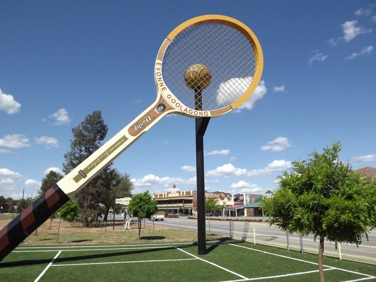 Barellan's big tennis racquet