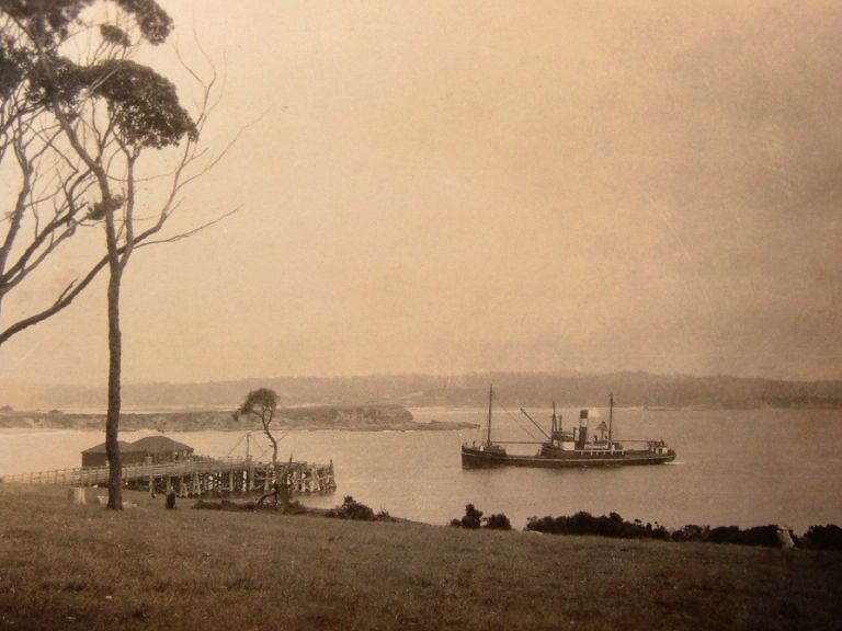 Steamship approaching Bermagui Wharf