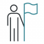 Icon of person holding green flag.