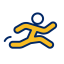 An icon image depicting a person running.