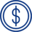 Icon outline image of dollar sign in circle 