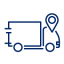 A line graphic of a truck with a location pin over the front