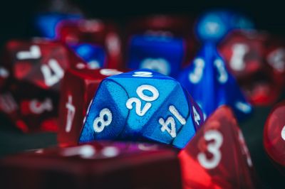 blue dice among red dice 