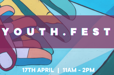 Pastel coloured hands Youth Fest 17th April 11am - 2pm