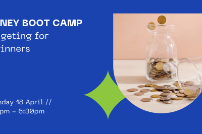 Money Boot Camp written in white on blue background