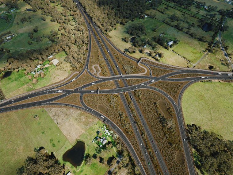 Picton Road upgrade - Nepean River to Almond Street Diverging Diamond interchange overview