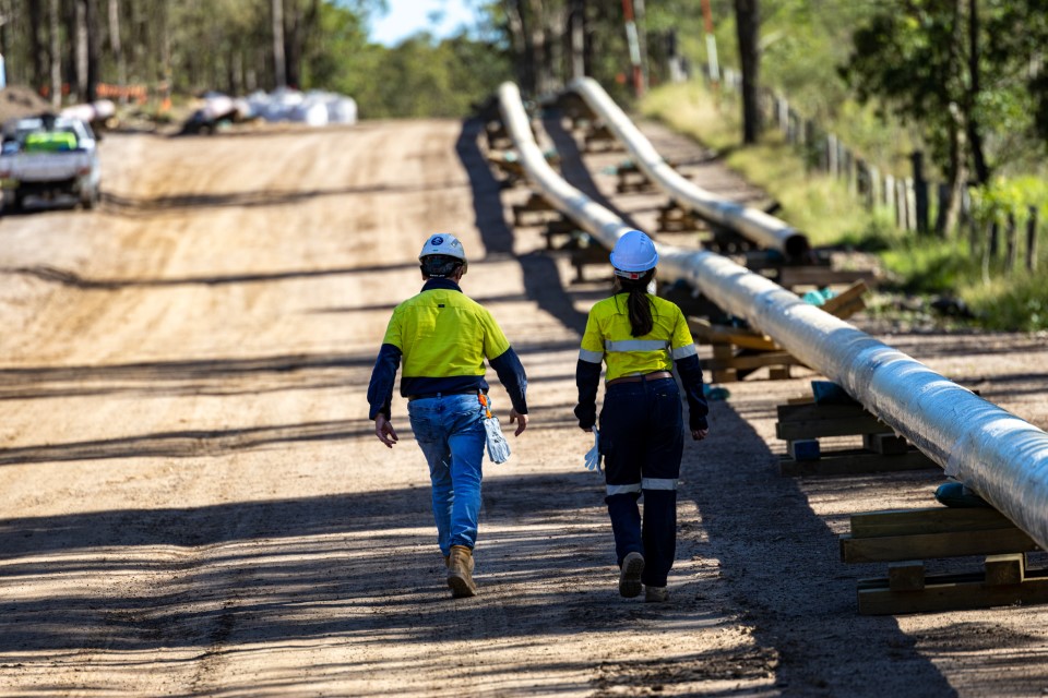 A pipeline being constructed in a rural area
