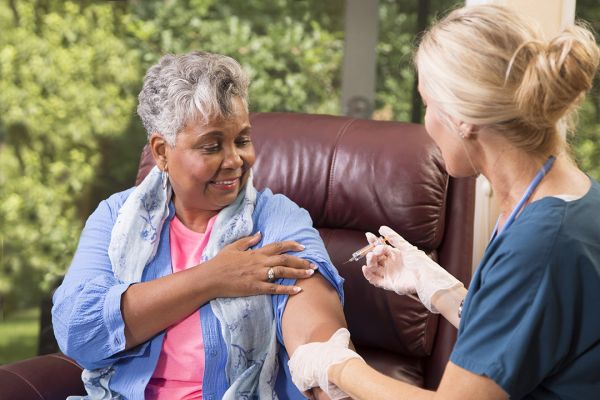 Senior person vaccinated