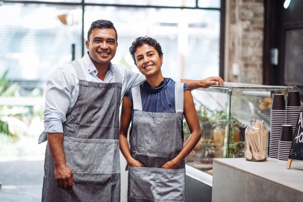 Small business members together