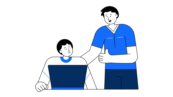 Illustration of manager giving colleague a thumbs up