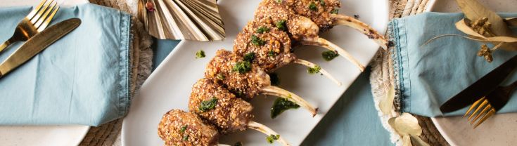 Lamb cutlets with pecan dukkah from Barefoot Farm