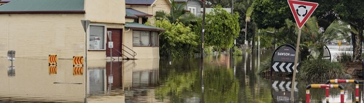 Houses in floods