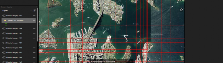 Screenshot of historical imagery map