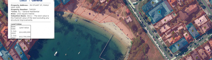 Screenshot of land property value map